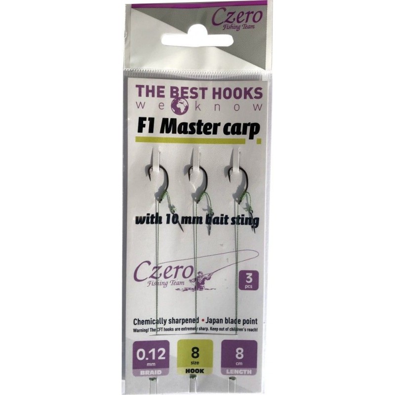Czero - Carlige Legate F1 Quantum Nr.10, 3buc/plic – Rezistență și Performanță pentru Pescuit la Crap